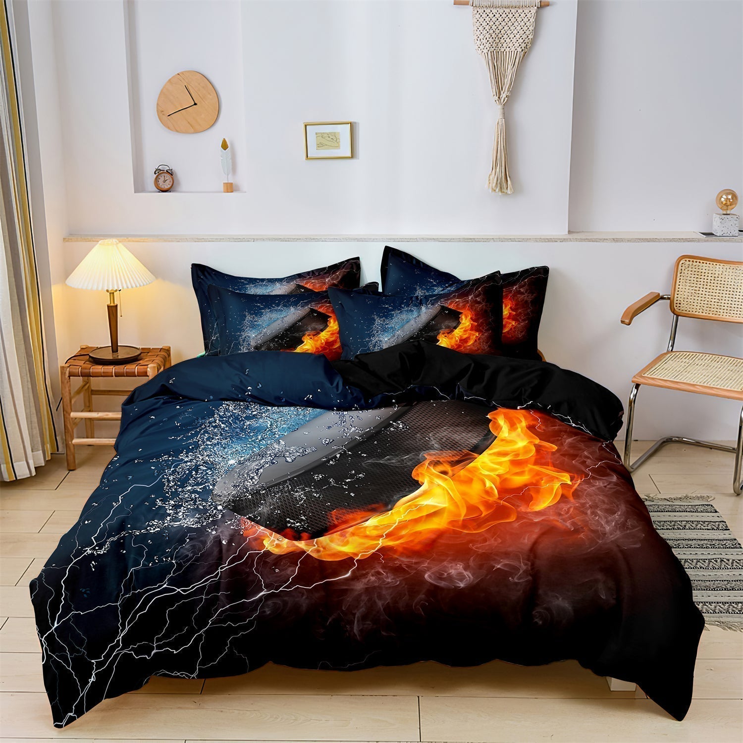 Hockey Fan Bedding Set | Ice Hockey Flame Design - HappyKidMart