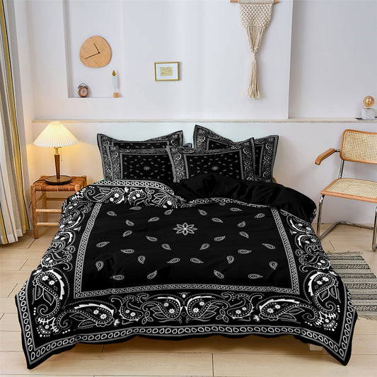 Bohemian Floral Black Duvet Cover Set - HappyKidMart