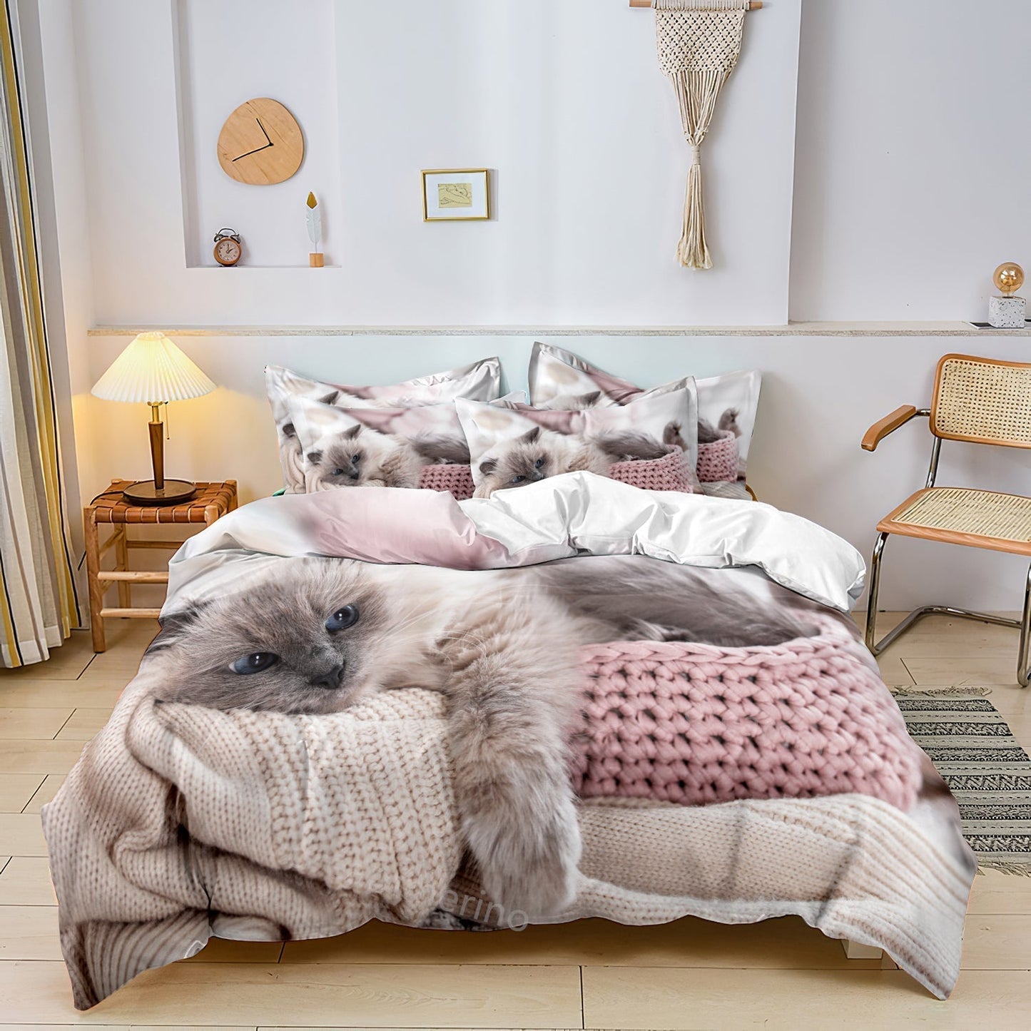 Soft Cat Print Bedding Set