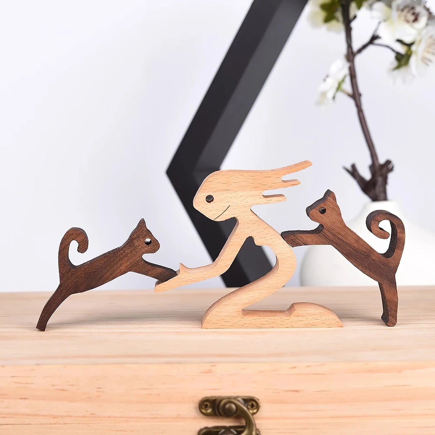 Rustic Wood Pet Figurines | Natural Dog Ornament Set