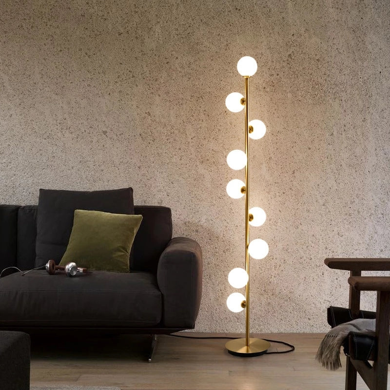 Tall Standing Lamp | Golden Ball Pendant Style