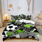 Sporty Soccer Bedding Set with Green Graphic Print - HappyKidMart