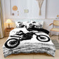 Racing Bike Bedding Set | Grey and White Motorbike Pattern - HappyKidMart