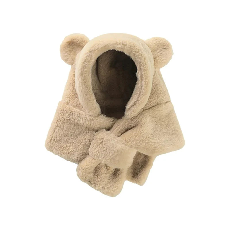 2 in 1 Baby Bear Warm Hat Scarf