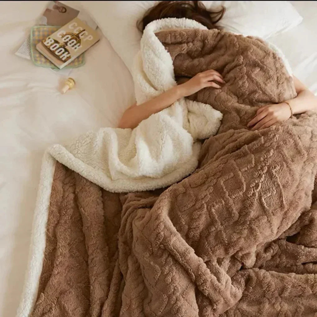 Plush Heavy Knit Wool Throw Blanket - HappyKidMart