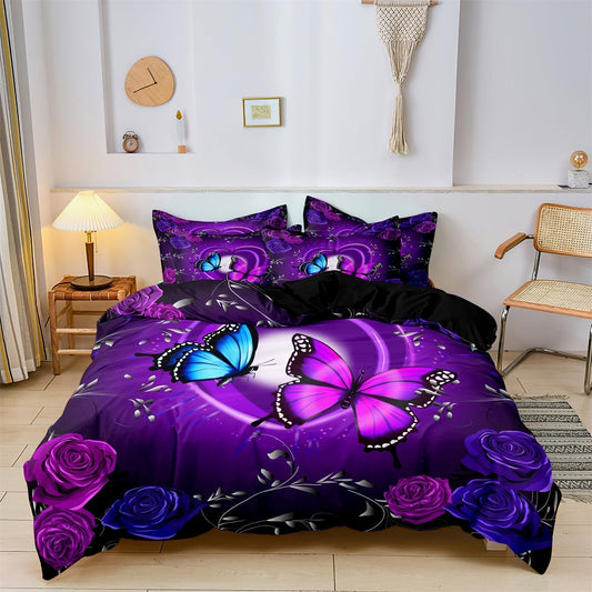 Beautiful Floral Purple Bedding Set - HappyKidMart