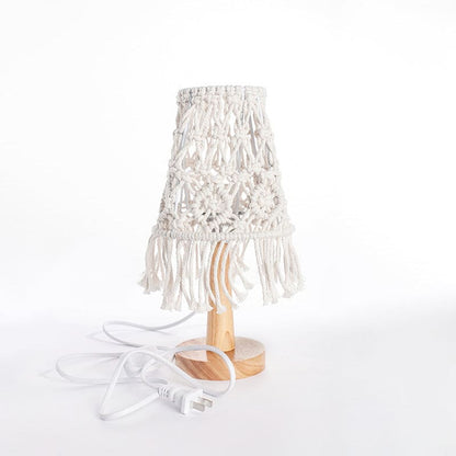 Bohemian Cotton Table Light | Wood Base