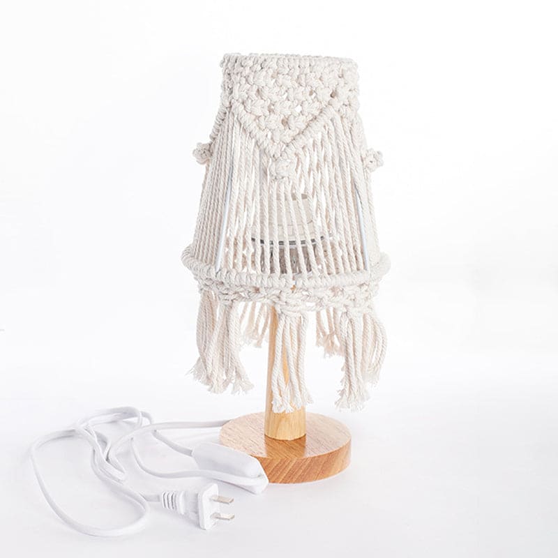 Bohemian Cotton Table Light | Wood Base