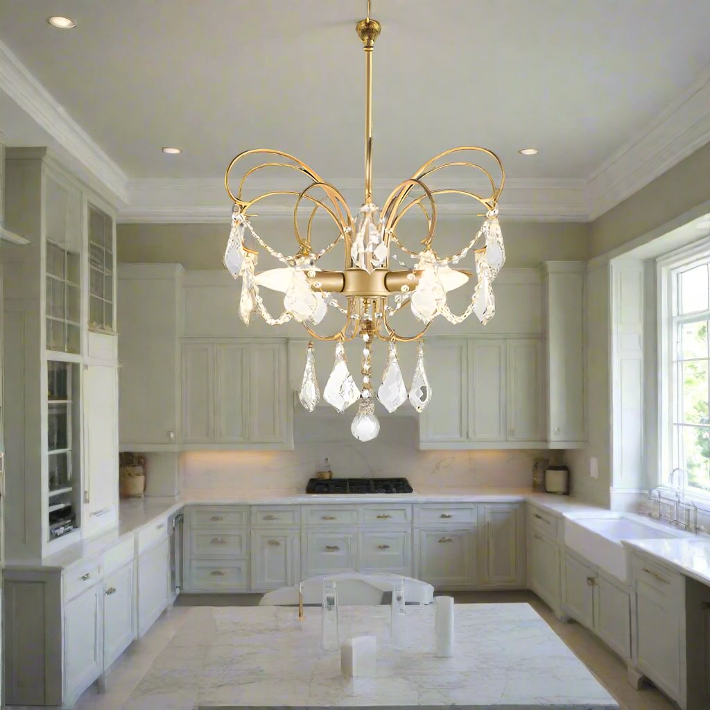 Luxurious Brass Crystal Drop Chandelier - HappyKidMart