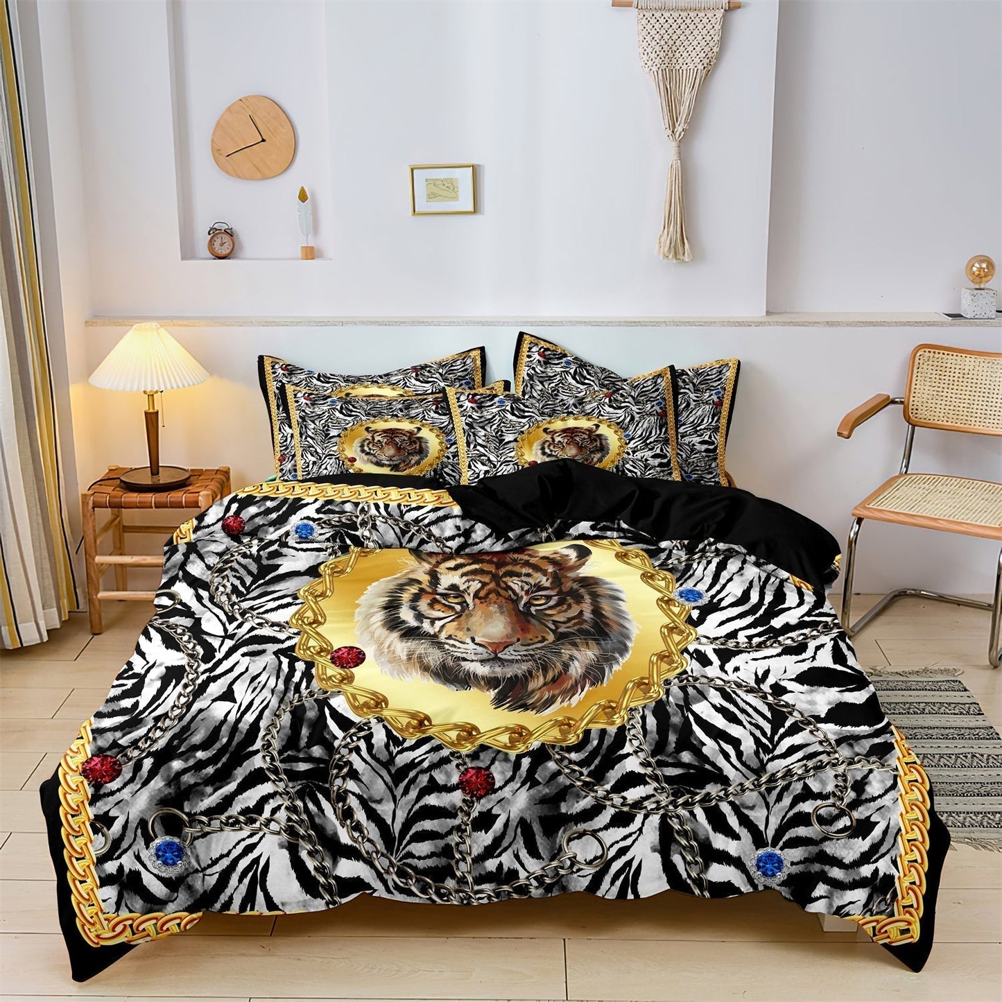Exotic Animal Print Bedding Set With Gold Details - HappyKidMart