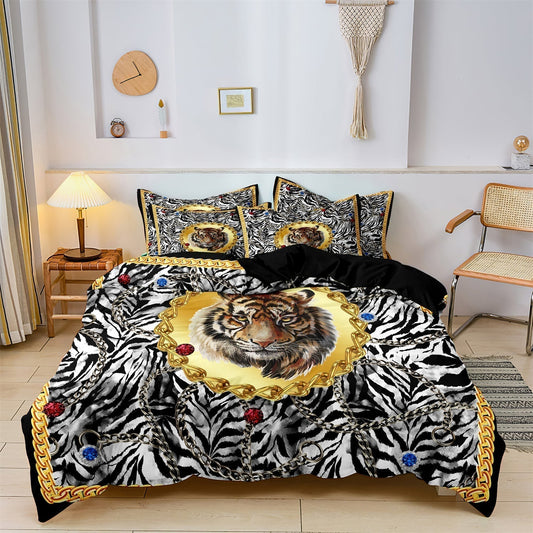 Exotic Animal Print Bedding Set With Gold Details - HappyKidMart