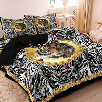 Exotic Animal Print Bedding Set With Gold Details