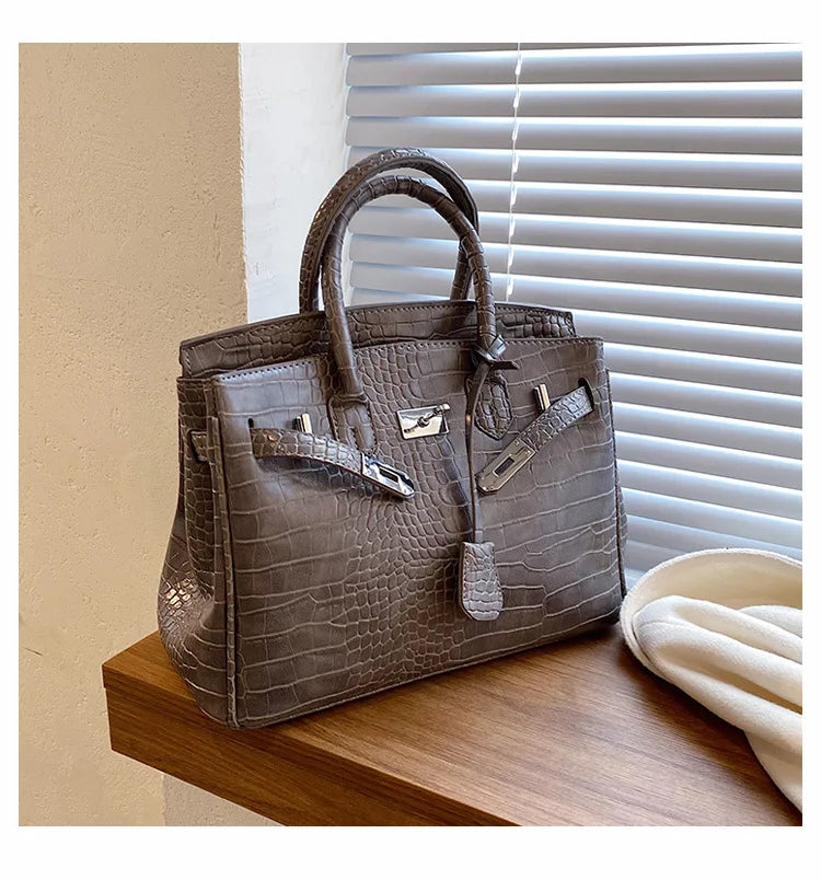 Rugged Leather Tote Bag | Reptile Print Adjustable Strap