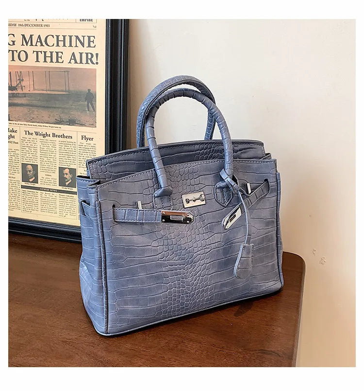 Rugged Leather Tote Bag | Reptile Print Adjustable Strap