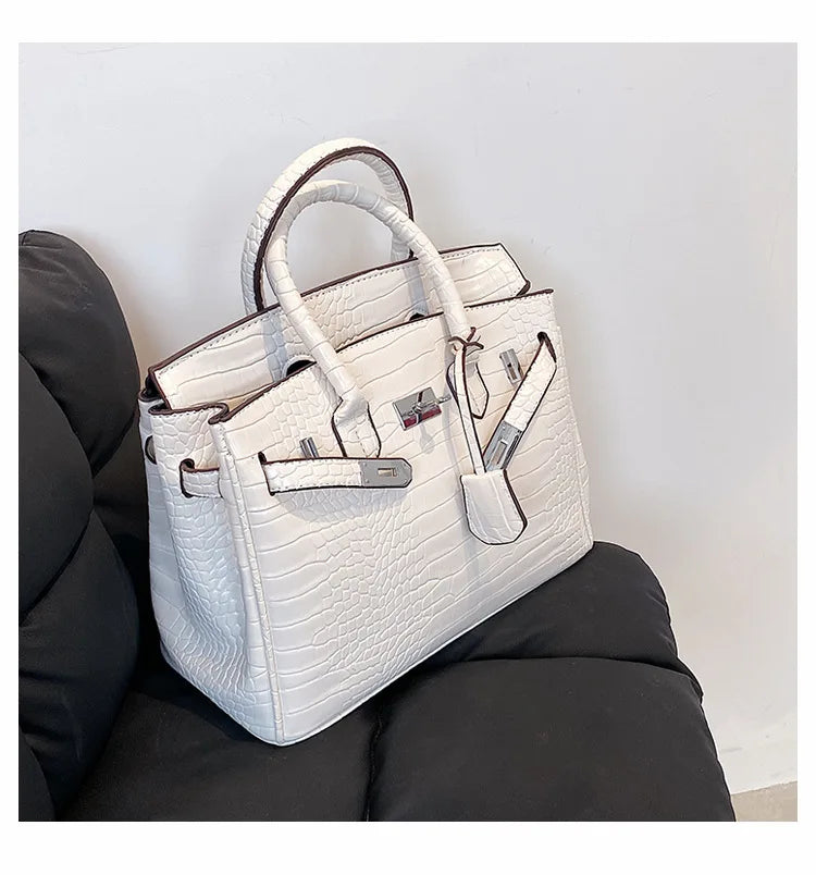 Rugged Leather Tote Bag | Reptile Print Adjustable Strap