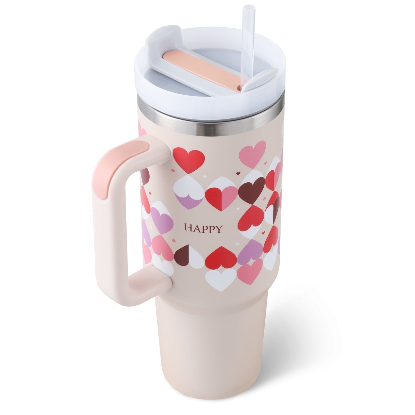 Leopard Print Thermal Coffee Mug with Lid and Straw