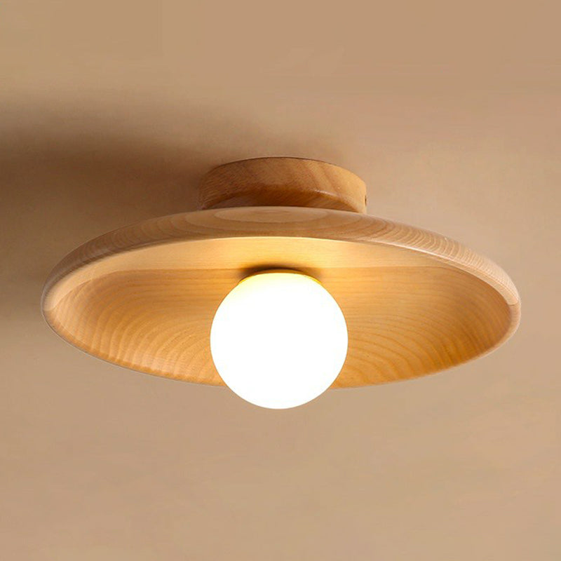 Rustic Wood Pendant Lamp | Earthy Dome Shade - HappyKidMart