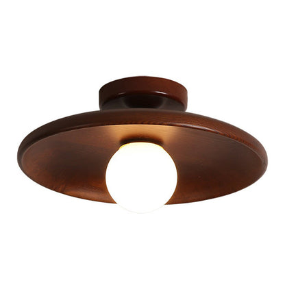 Rustic Wood Pendant Lamp | Earthy Dome Shade
