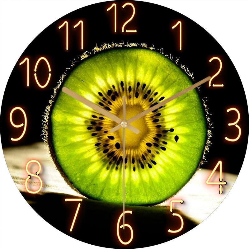 Stylish Wall Clock Blue Marble Neon Numbers