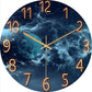Stylish Wall Clock Blue Marble Neon Numbers
