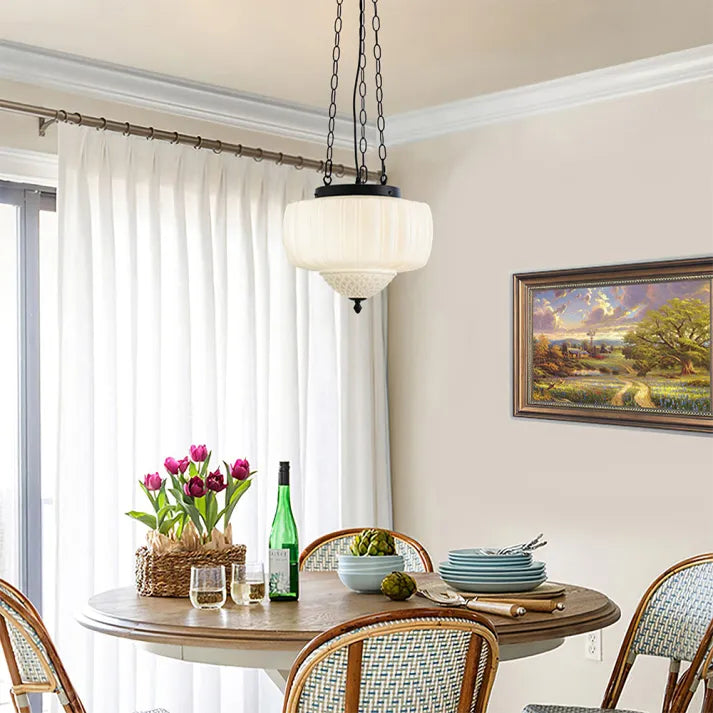Stylish White Glass Drop Ceiling Light - HappyKidMart