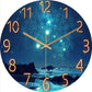 Stylish Wall Clock Blue Marble Neon Numbers