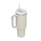 Leopard Print Thermal Coffee Mug with Lid and Straw