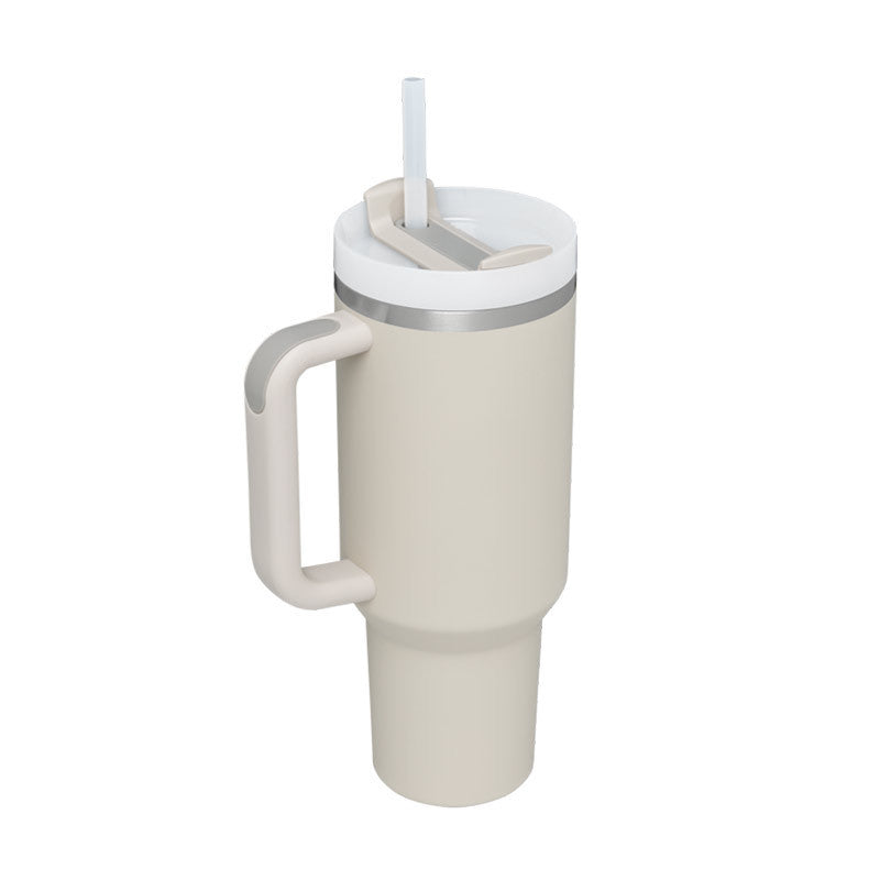 Leopard Print Thermal Coffee Mug with Lid and Straw