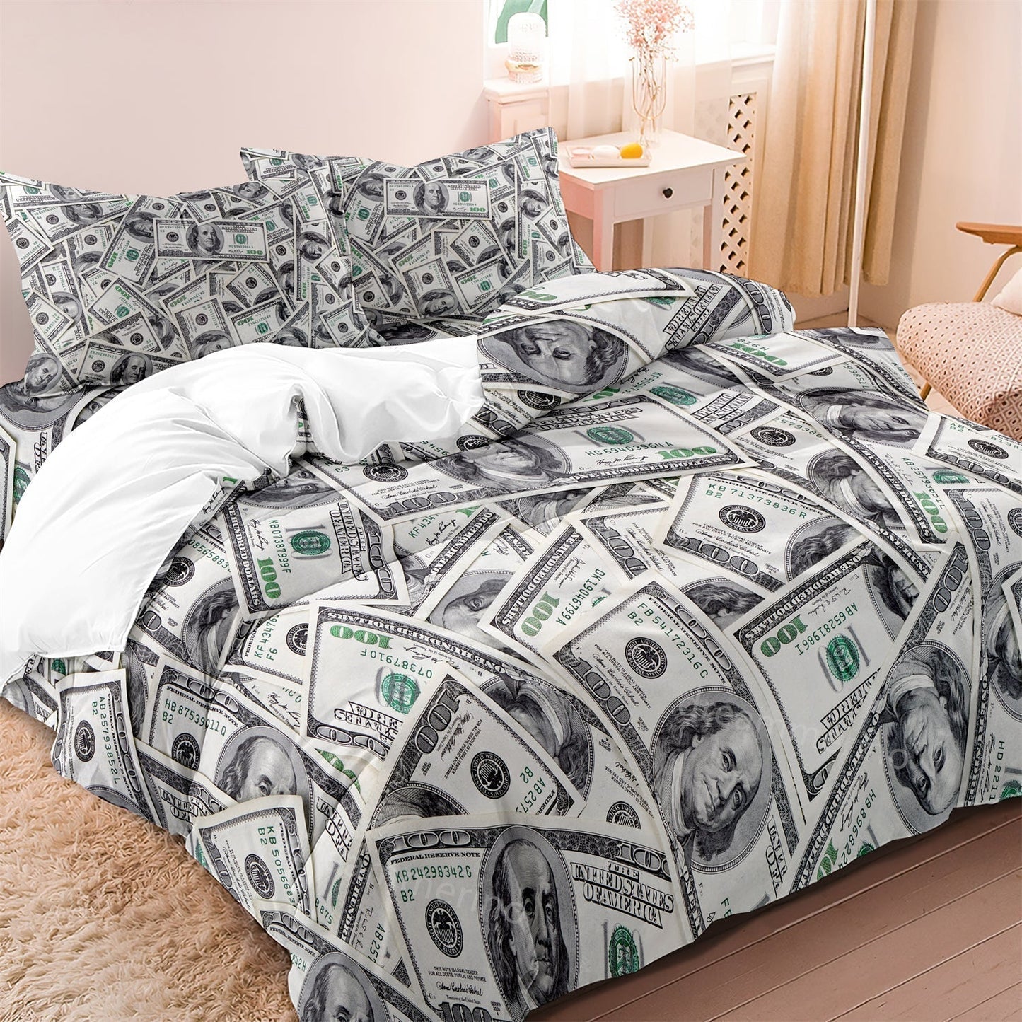 Fun Dollar Pattern Bed Sheets
