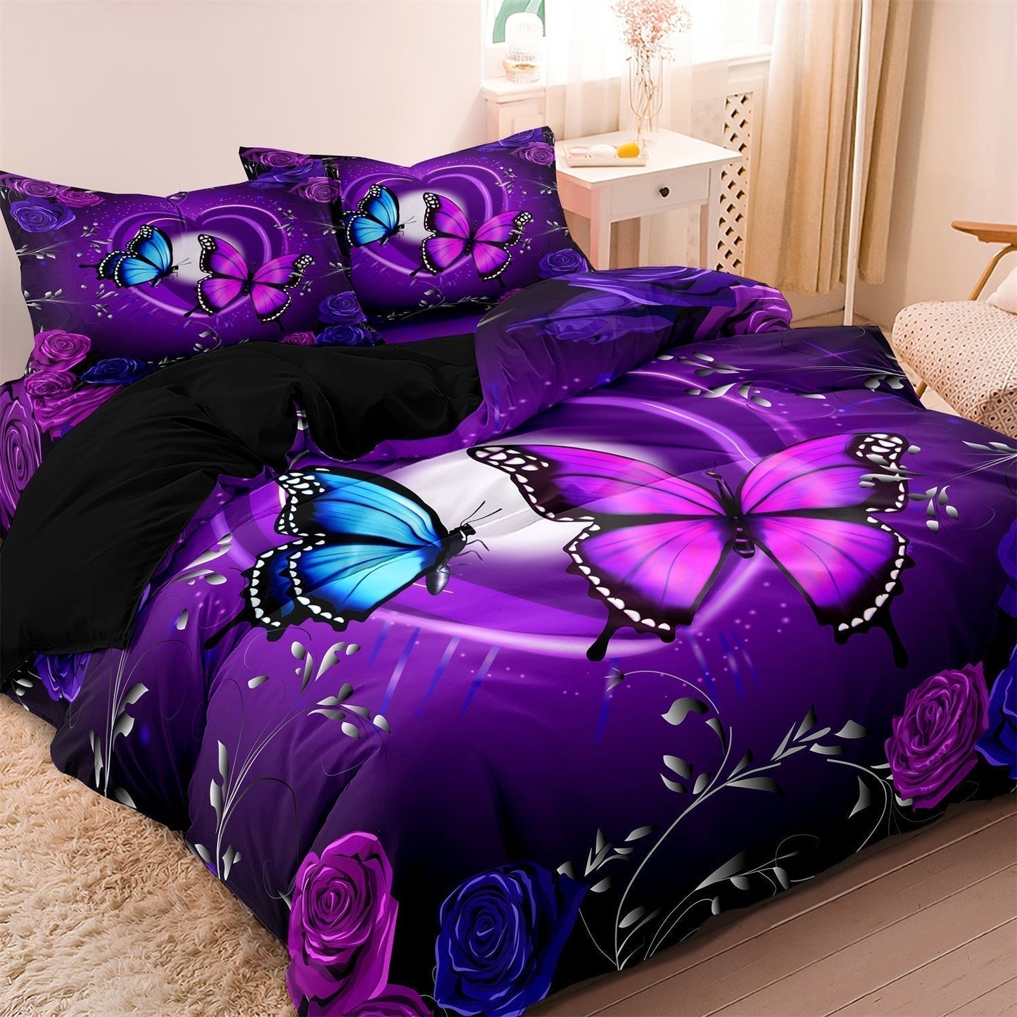 Beautiful Floral Purple Bedding Set