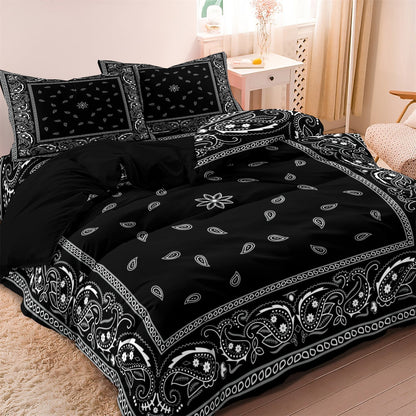 Bohemian Floral Black Duvet Cover Set