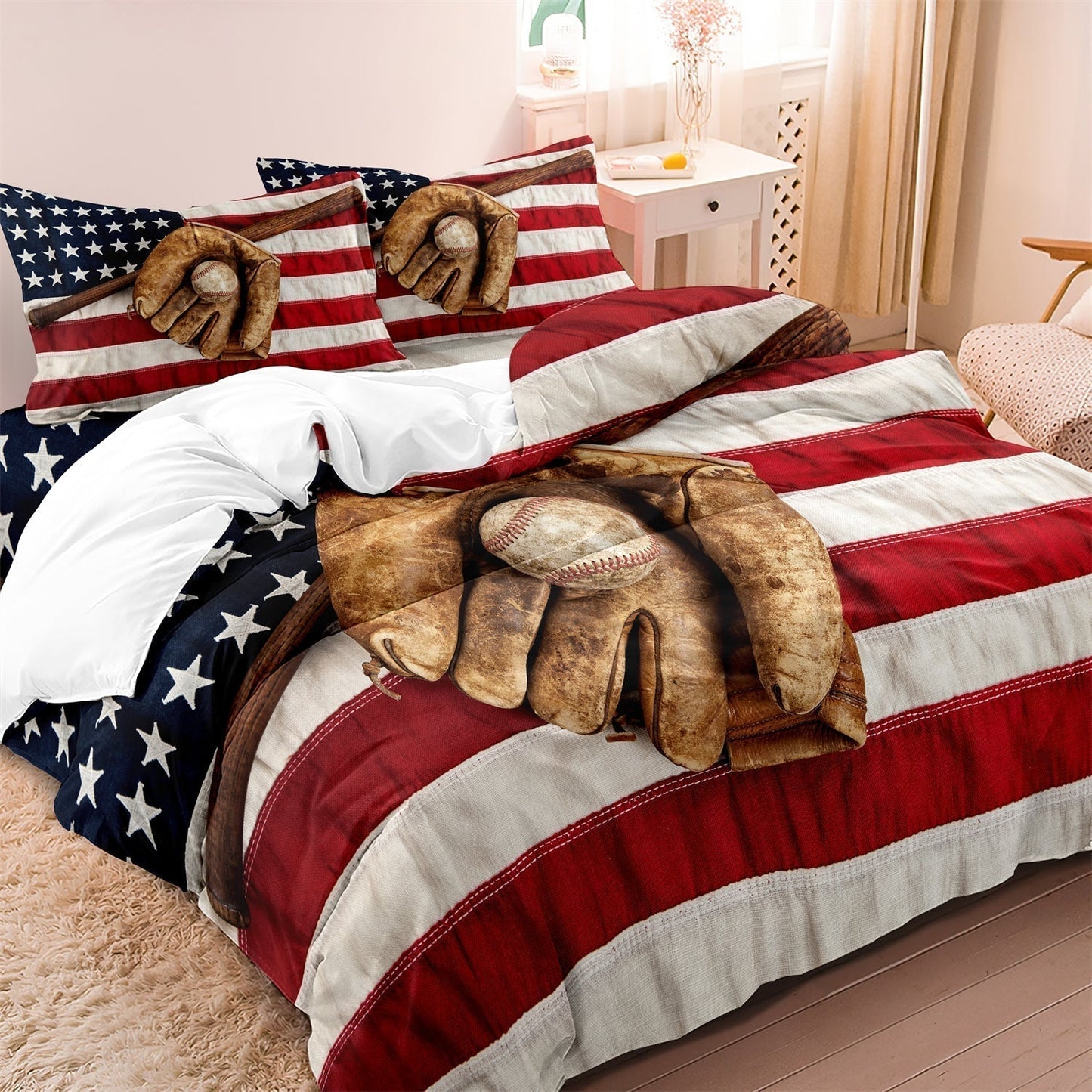 Classic Baseball Bed Set | Retro Glove Pattern