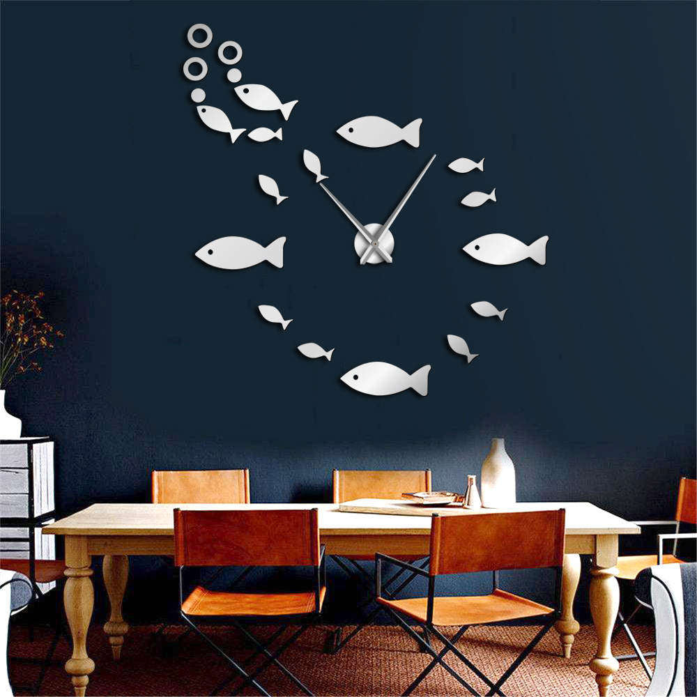 Stylish Black Fish Wall Clock