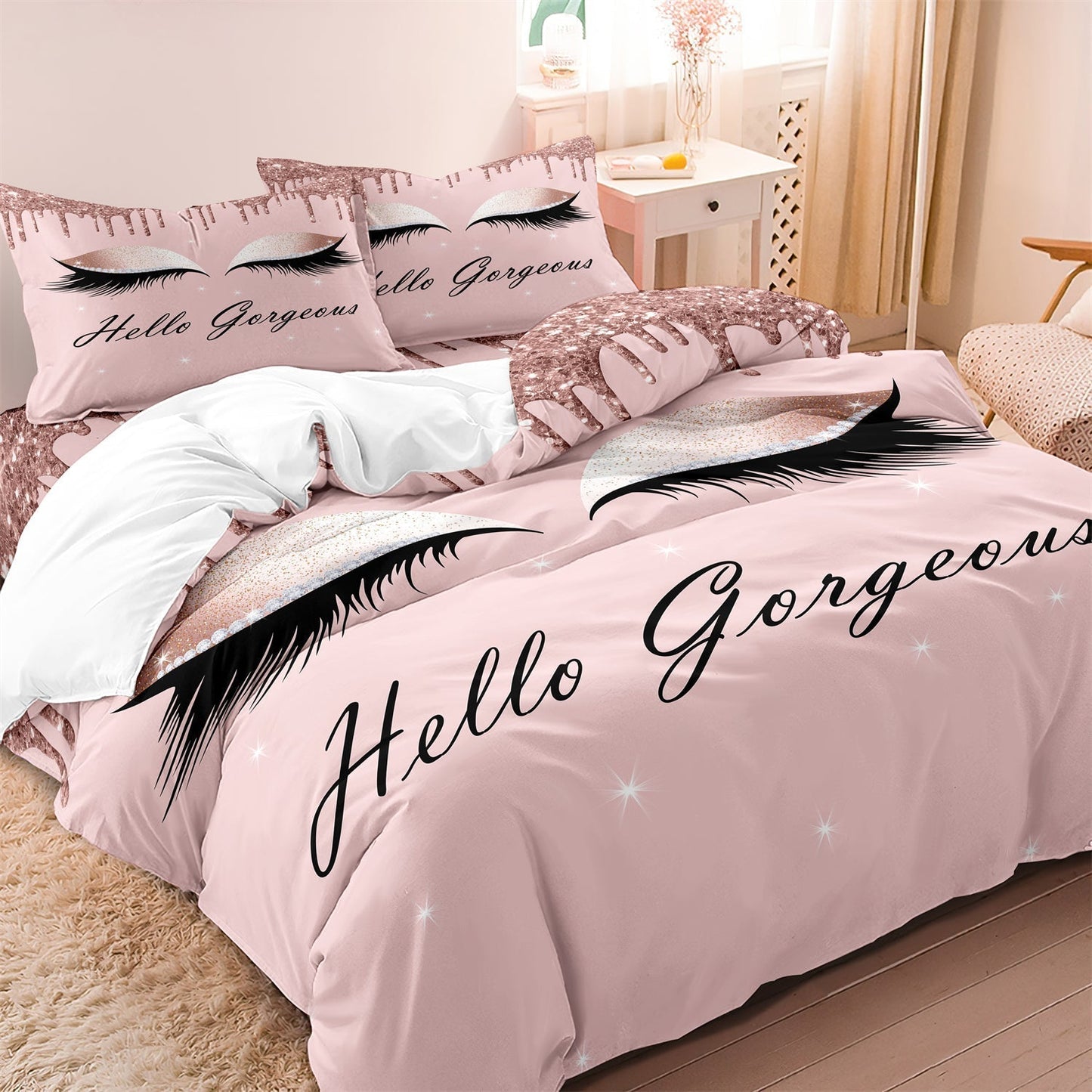 Soft Cotton Bedding Set | Floral Eyelash Pattern