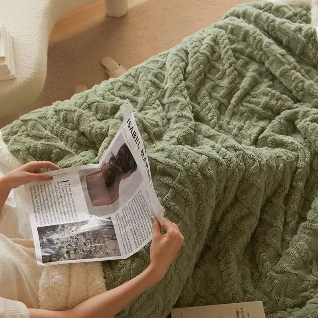 Plush Heavy Knit Wool Throw Blanket