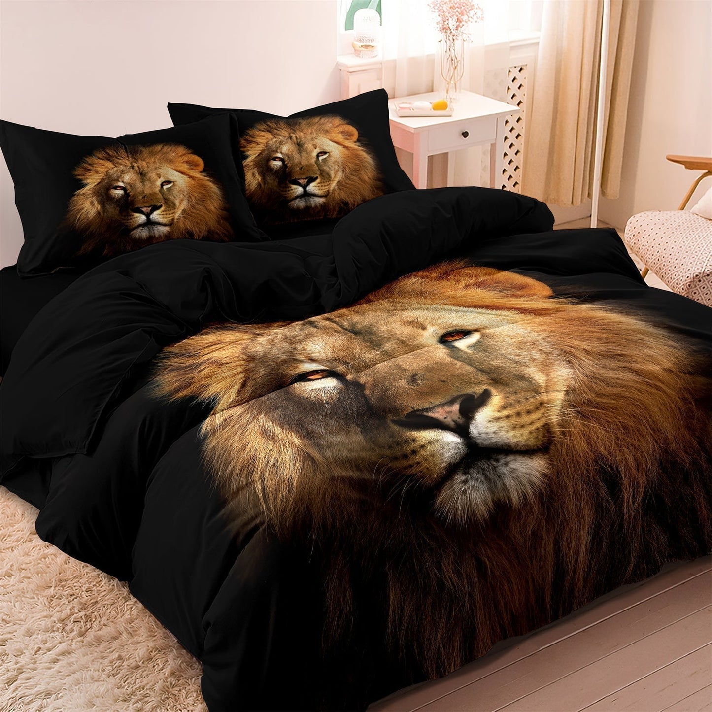 Animal Print Bedding Set Lion Face Design