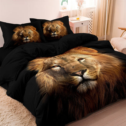Animal Print Bedding Set Lion Face Design