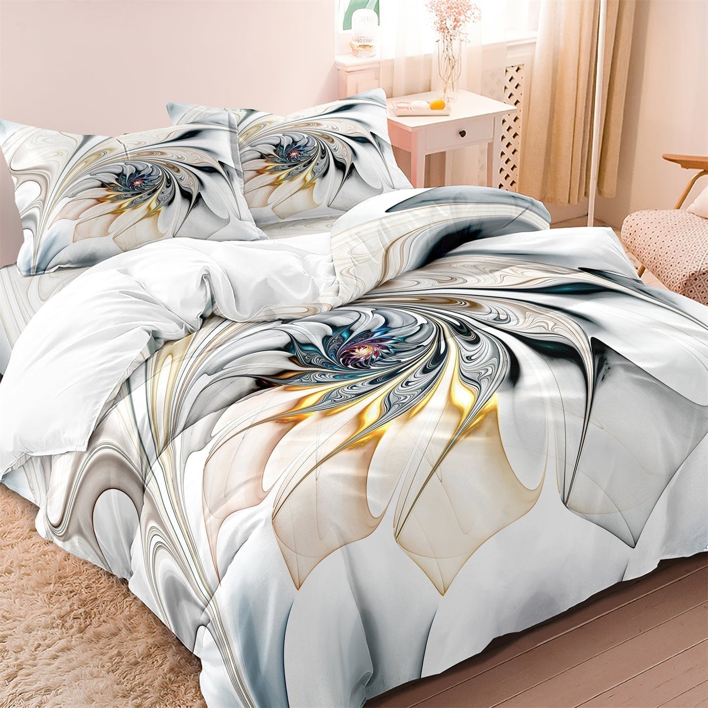 Stylish Bedding Set Floral Pattern Comforter Cover