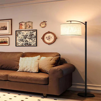 Stylish Curved Floor Lamp | White Fabric Shade
