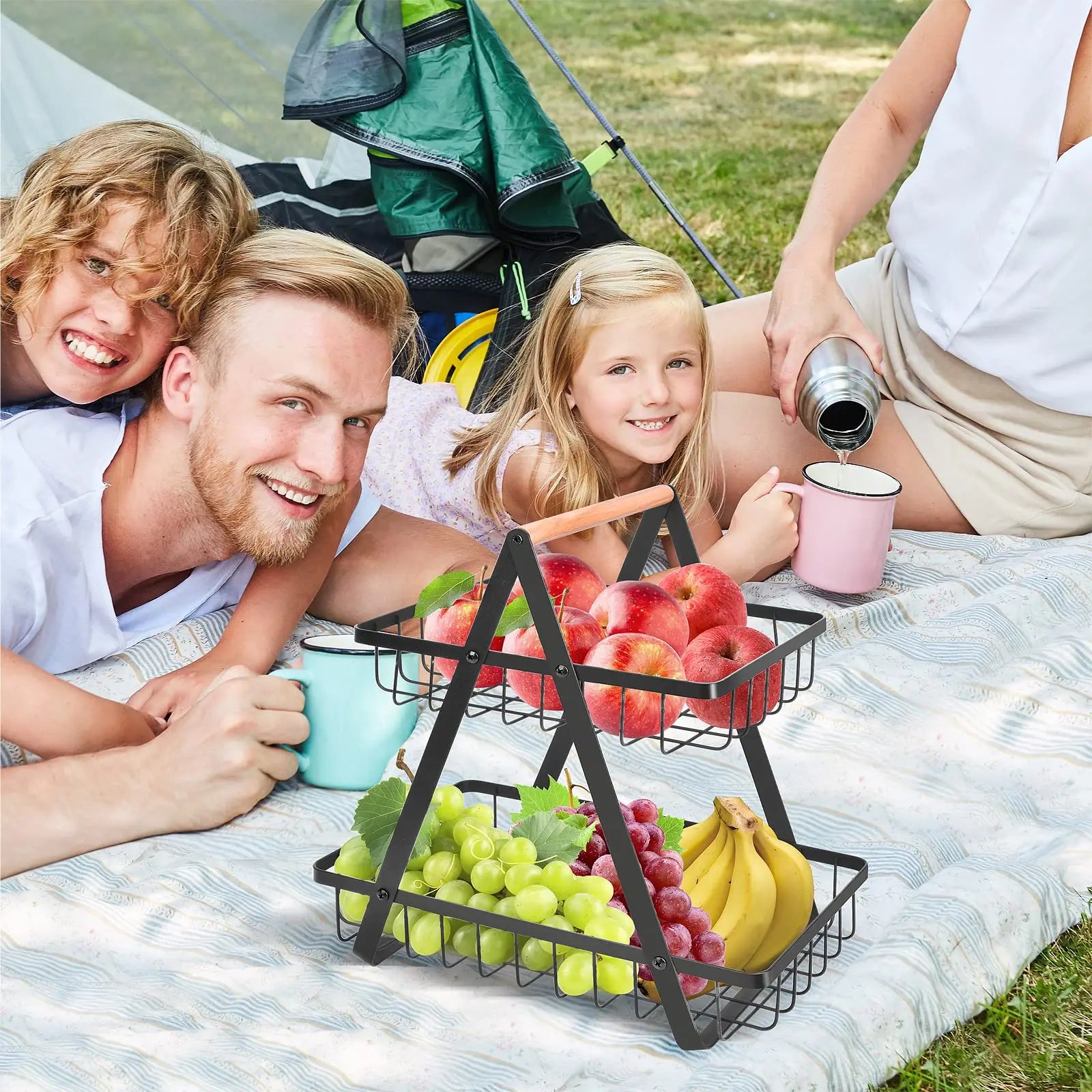 Stylish 3-Tier Metal Fruit Stand - HappyKidMart