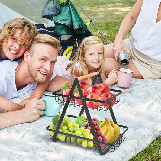Stylish 3-Tier Metal Fruit Stand - HappyKidMart