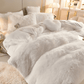 Luxurious Soft Pink Bedding Set with Fringe Trim