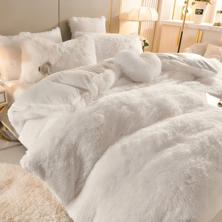 Luxurious Soft Pink Bedding Set with Fringe Trim