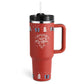 Leopard Print Thermal Coffee Mug with Lid and Straw