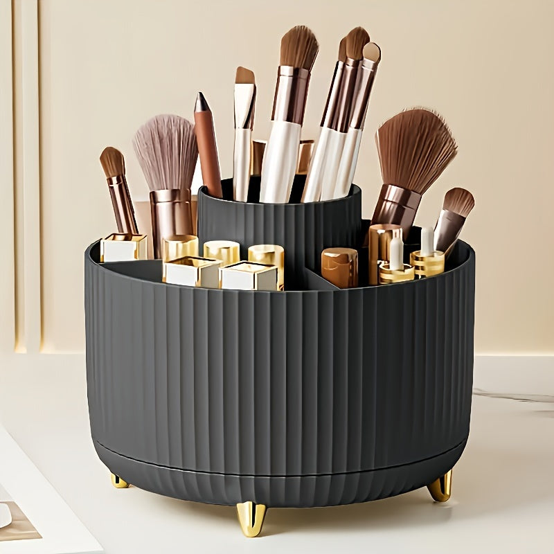 Luxury Rotating Makeup Organizer with Metallic Finish