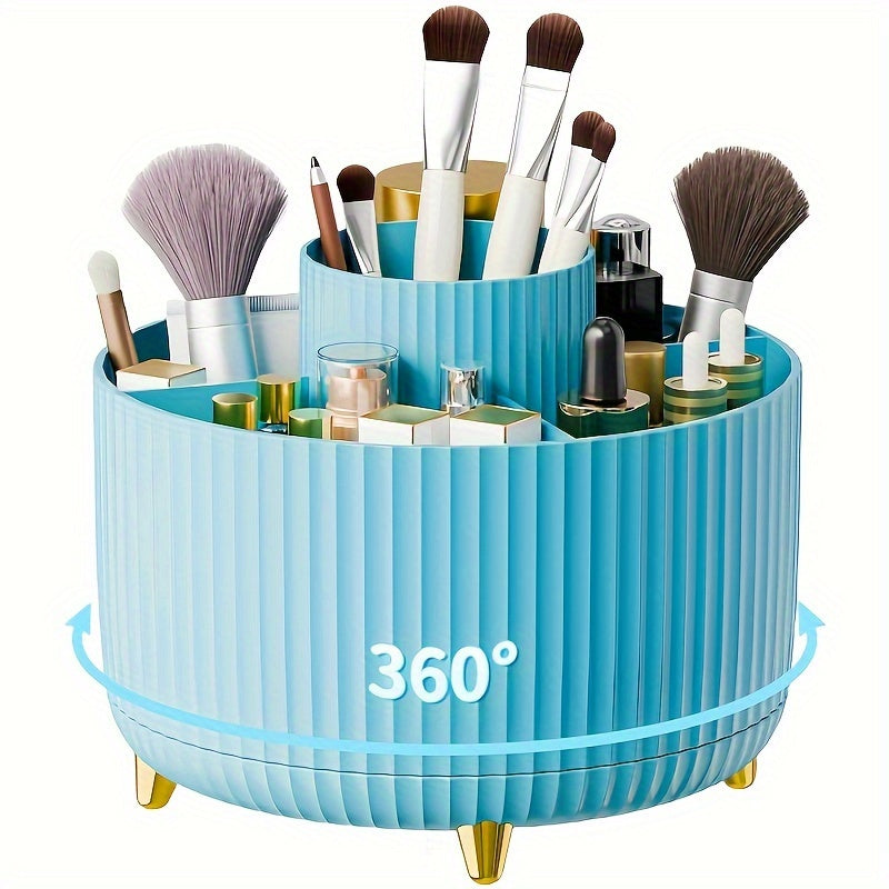 Luxury Rotating Makeup Organizer with Metallic Finish