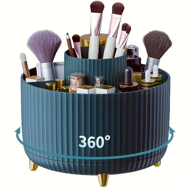 Luxury Rotating Makeup Organizer with Metallic Finish