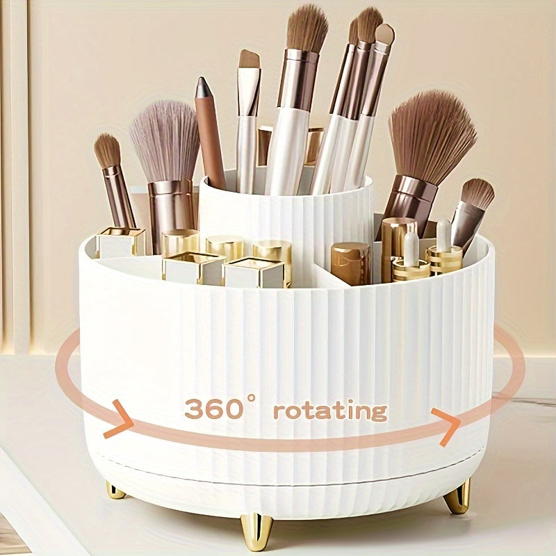 Luxury Rotating Makeup Organizer with Metallic Finish