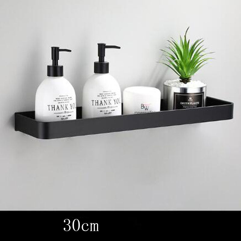 Sleek Black Aluminum Bathroom Shelf