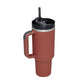 Leopard Print Thermal Coffee Mug with Lid and Straw